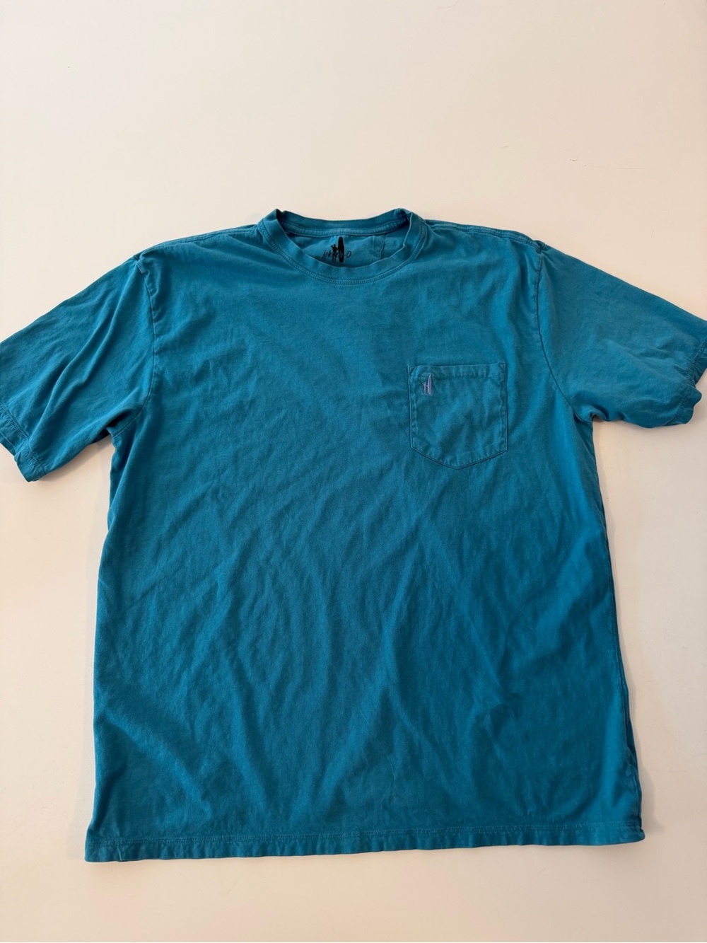 Johnnie-O XL Teal Pocket T-Shirt Surfboard Logo Garment Dyed Short Sleeve